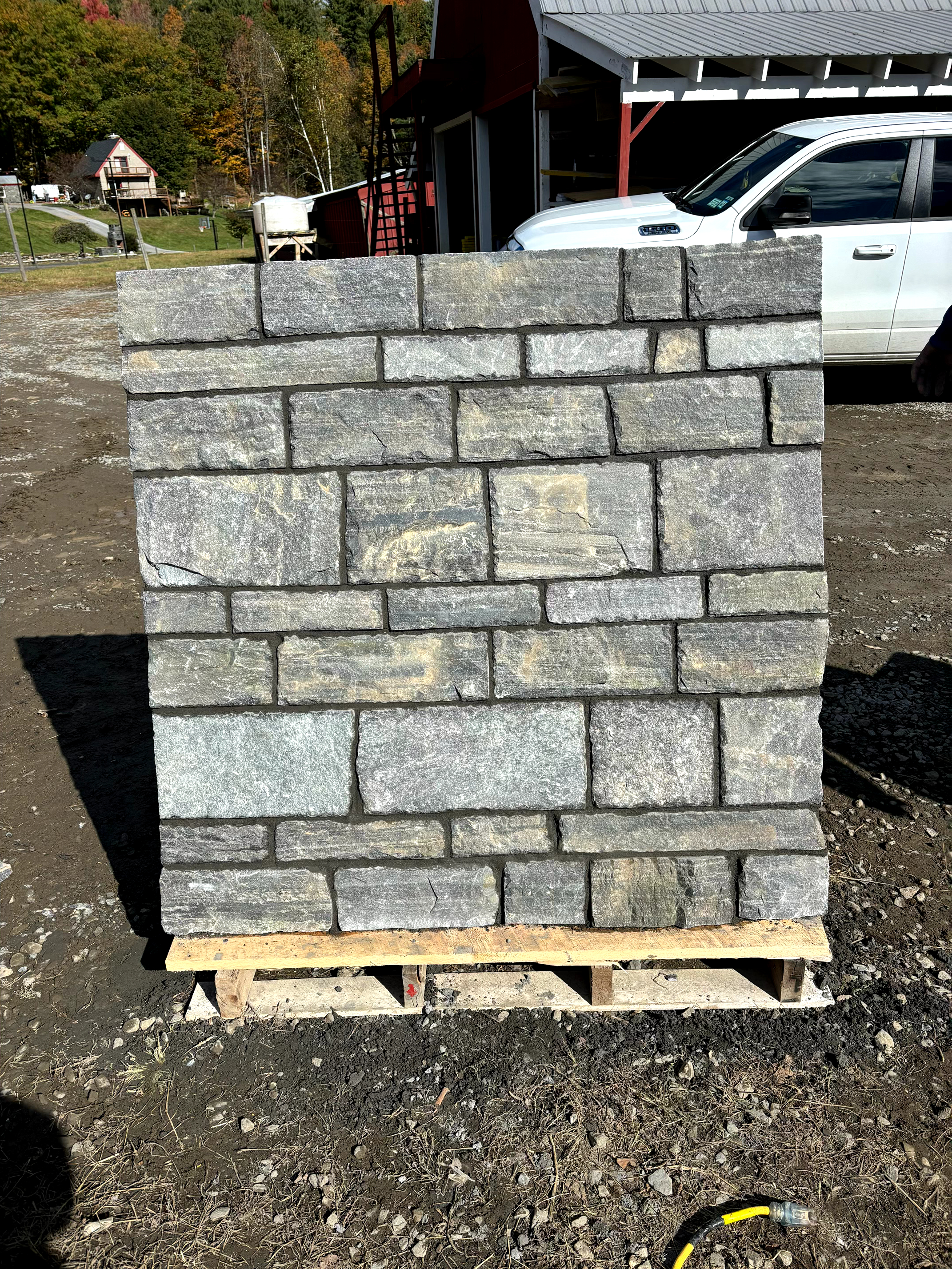Custom cut stone wall
