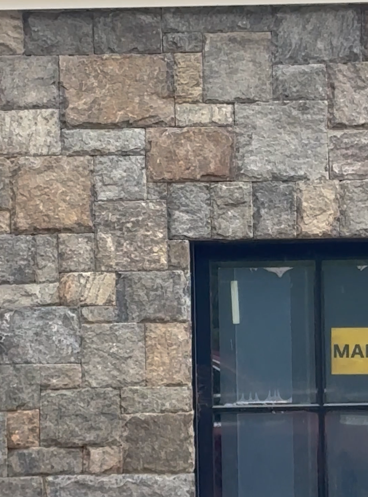 Stone veneer building exterior